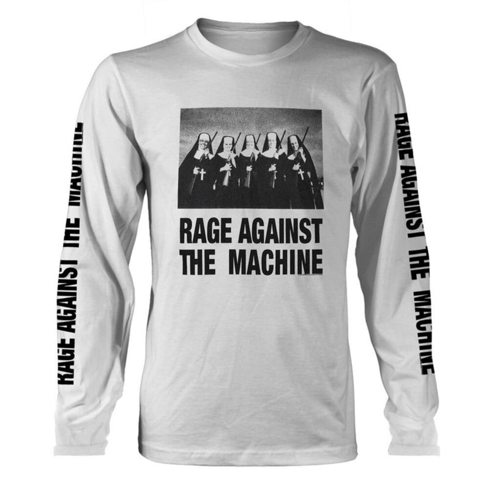 Rage Against the Machine Unisex Adult Nuns And Guns Long-Sleeved T-Shirt / White